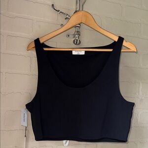 Babaton tank crop black stretch scoop neck 2xl NEW nylon elastane blend aritzia